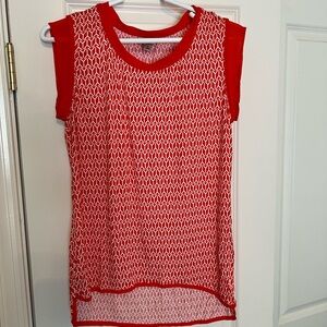 Worthington Red and White Cropped Tank Top